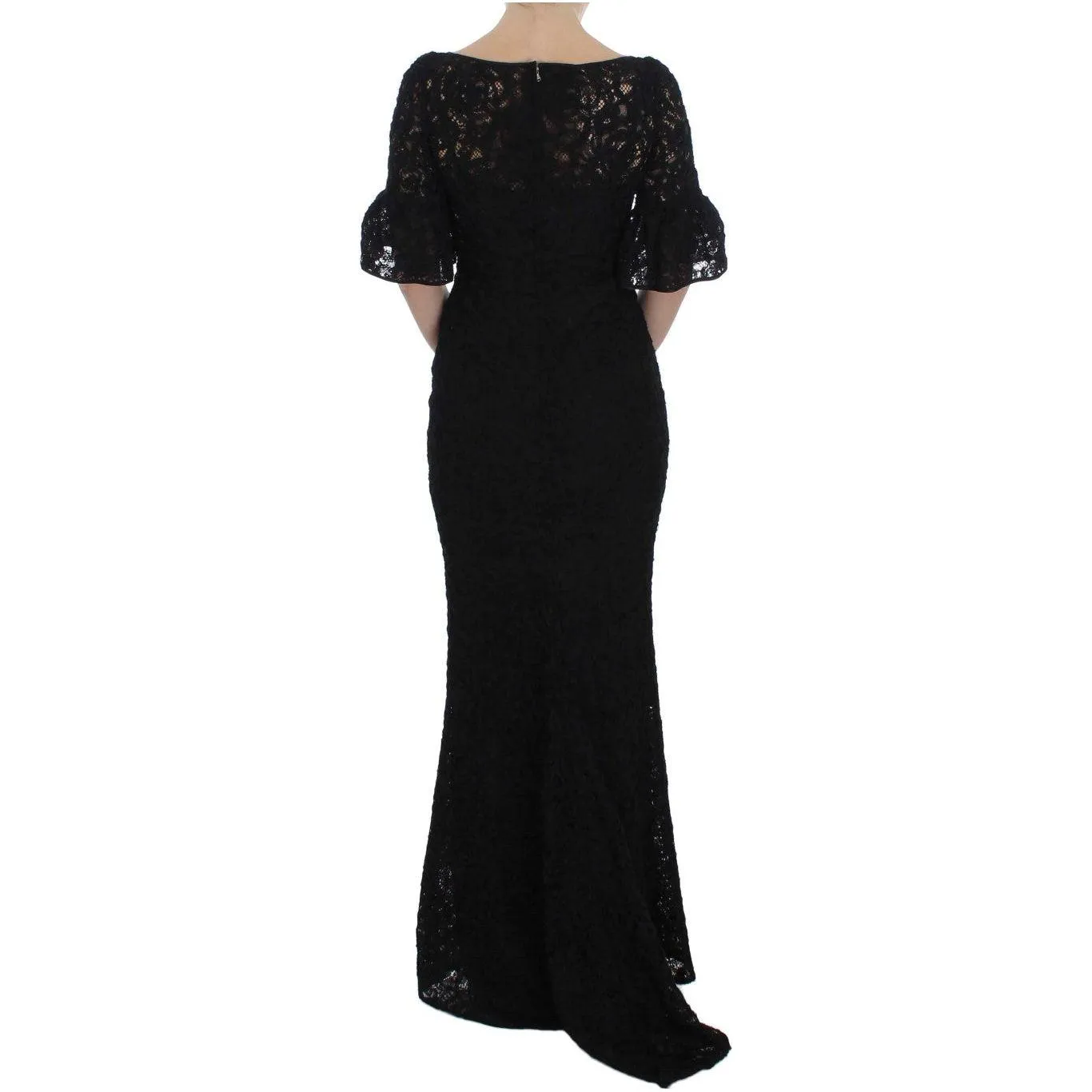 Dolce & Gabbana Elegant Black Floral Lace Maxi Dress