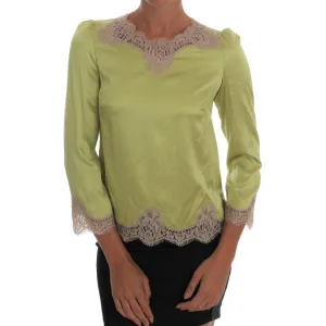 Dolce & Gabbana Elegant Floral Lace Silk Blouse