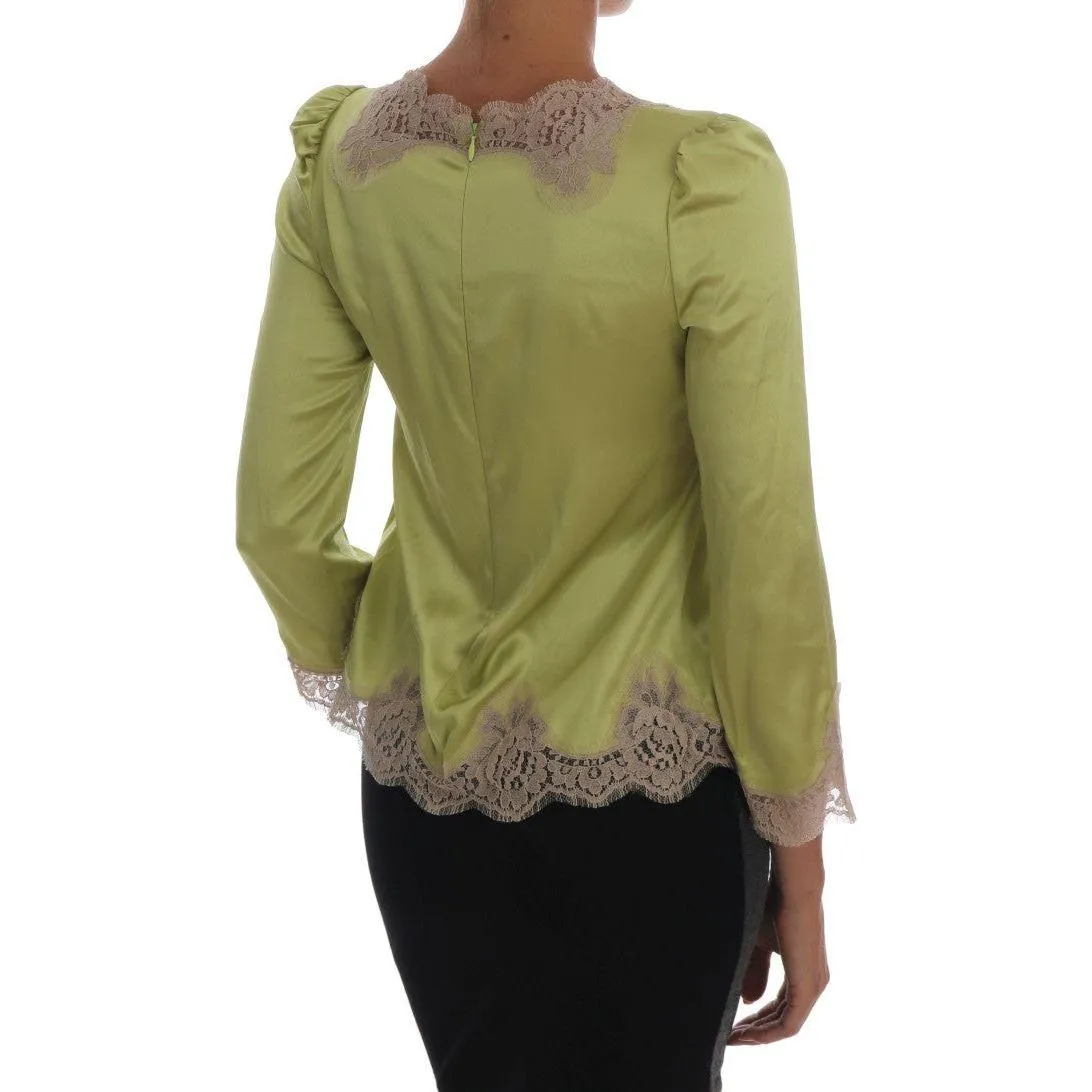 Dolce & Gabbana Elegant Floral Lace Silk Blouse