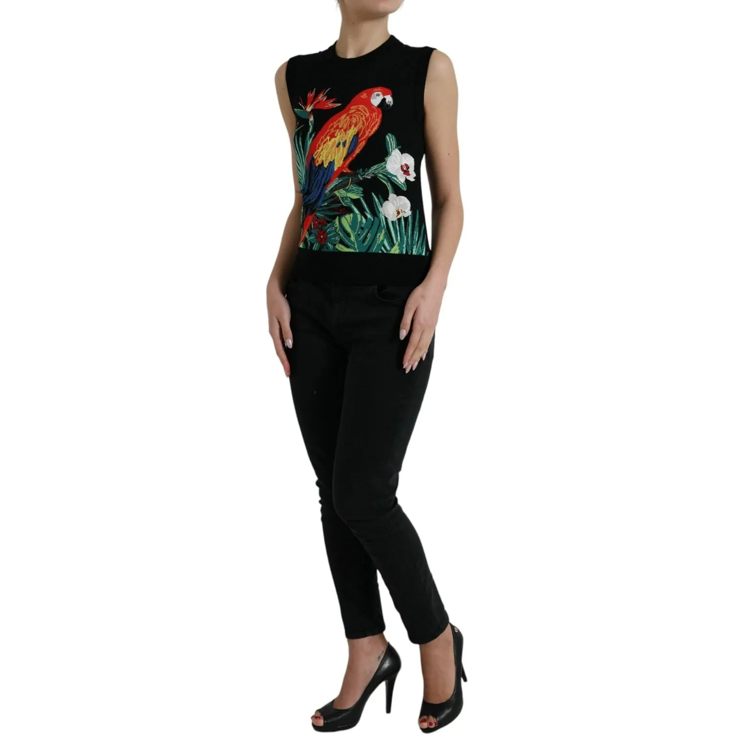 Dolce & Gabbana Elegant Jungle Print Crew Neck Tank Top