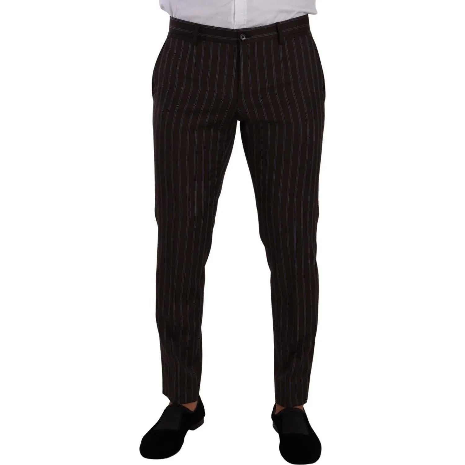 Dolce & Gabbana Elegant Maroon Striped Slim Fit Suit