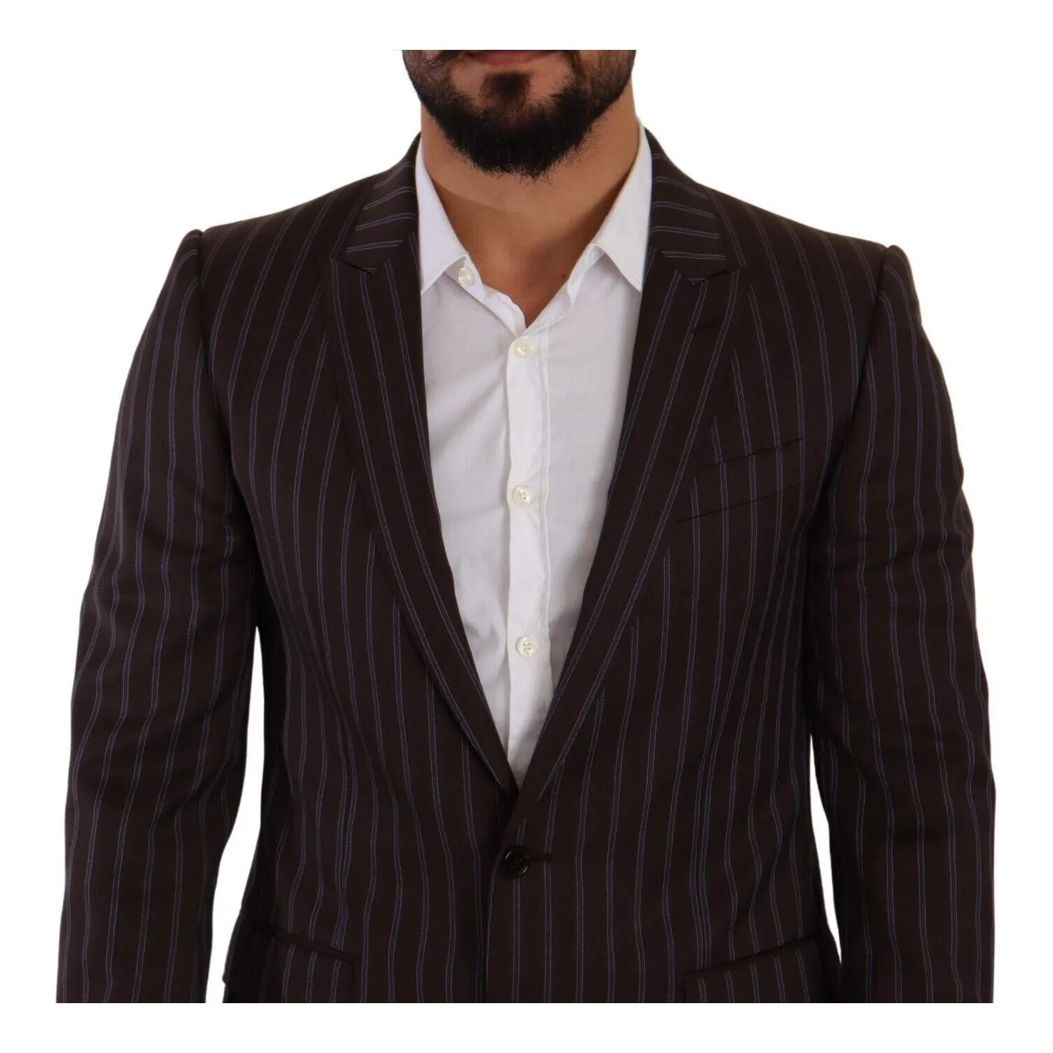 Dolce & Gabbana Elegant Maroon Striped Slim Fit Suit