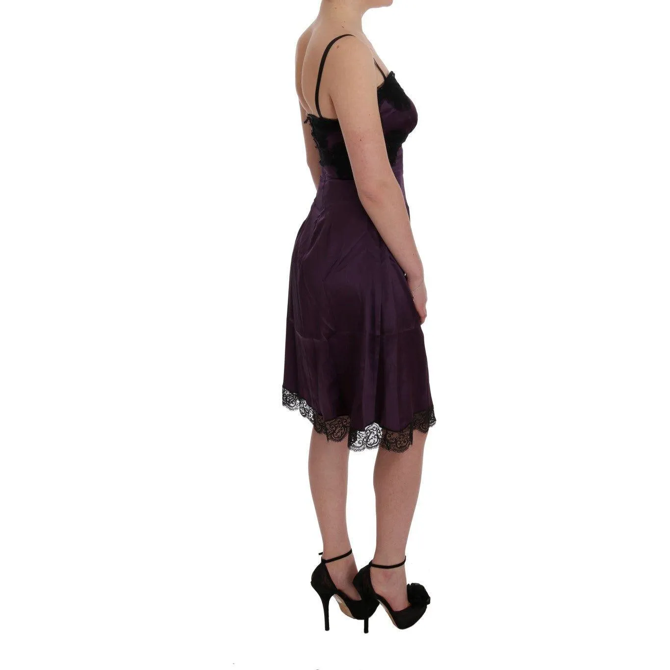 Dolce & Gabbana Elegant Purple Silk Lace Shift Dress