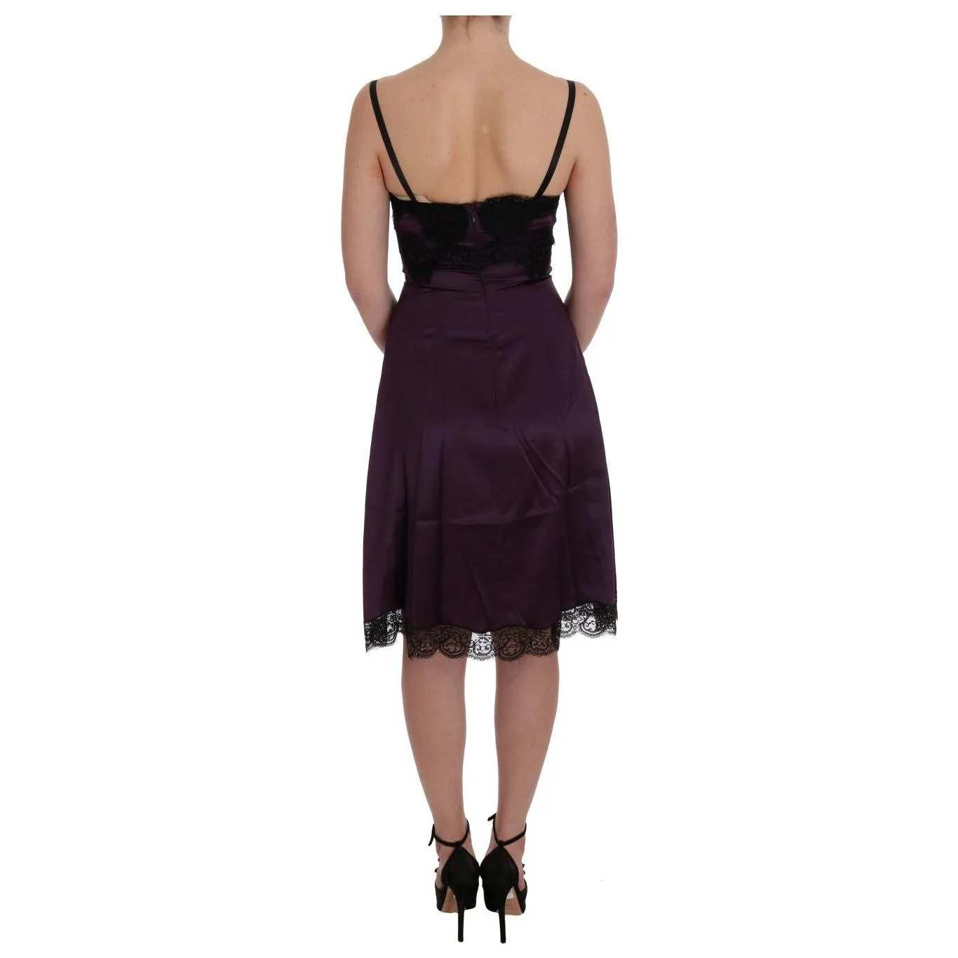 Dolce & Gabbana Elegant Purple Silk Lace Shift Dress