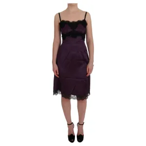 Dolce & Gabbana Elegant Purple Silk Lace Shift Dress