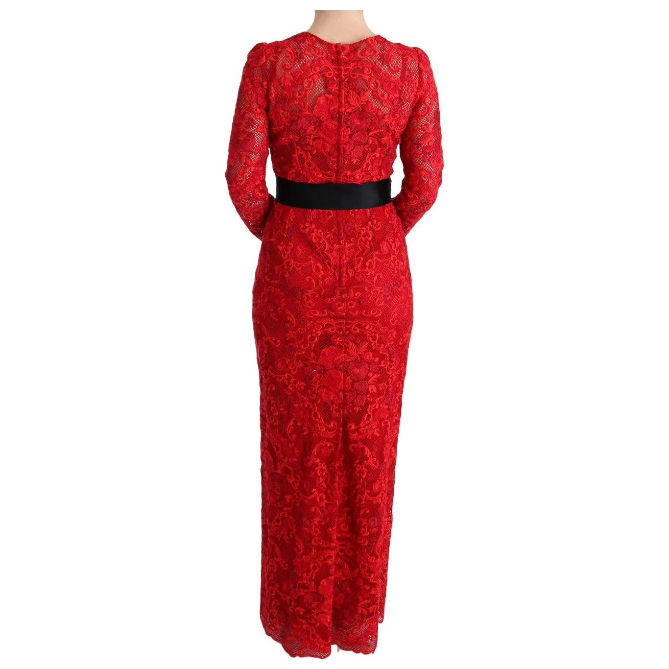 Dolce & Gabbana Elegant Red Sheath Dress with Silk Bow Belt