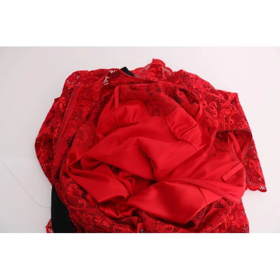 Dolce & Gabbana Elegant Red Sheath Dress with Silk Bow Belt