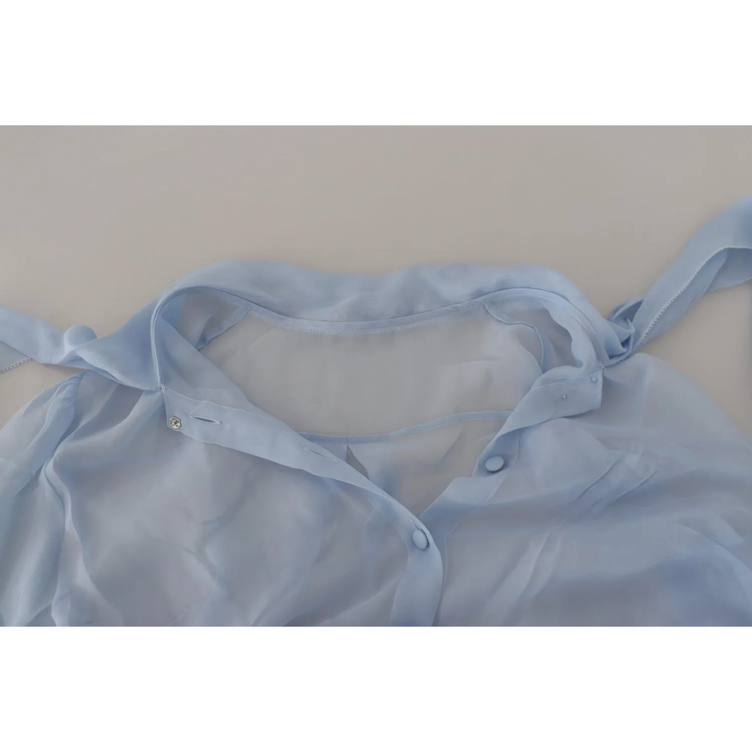 Dolce & Gabbana Elegant Silk Ascot Collar Blouse in Light Blue