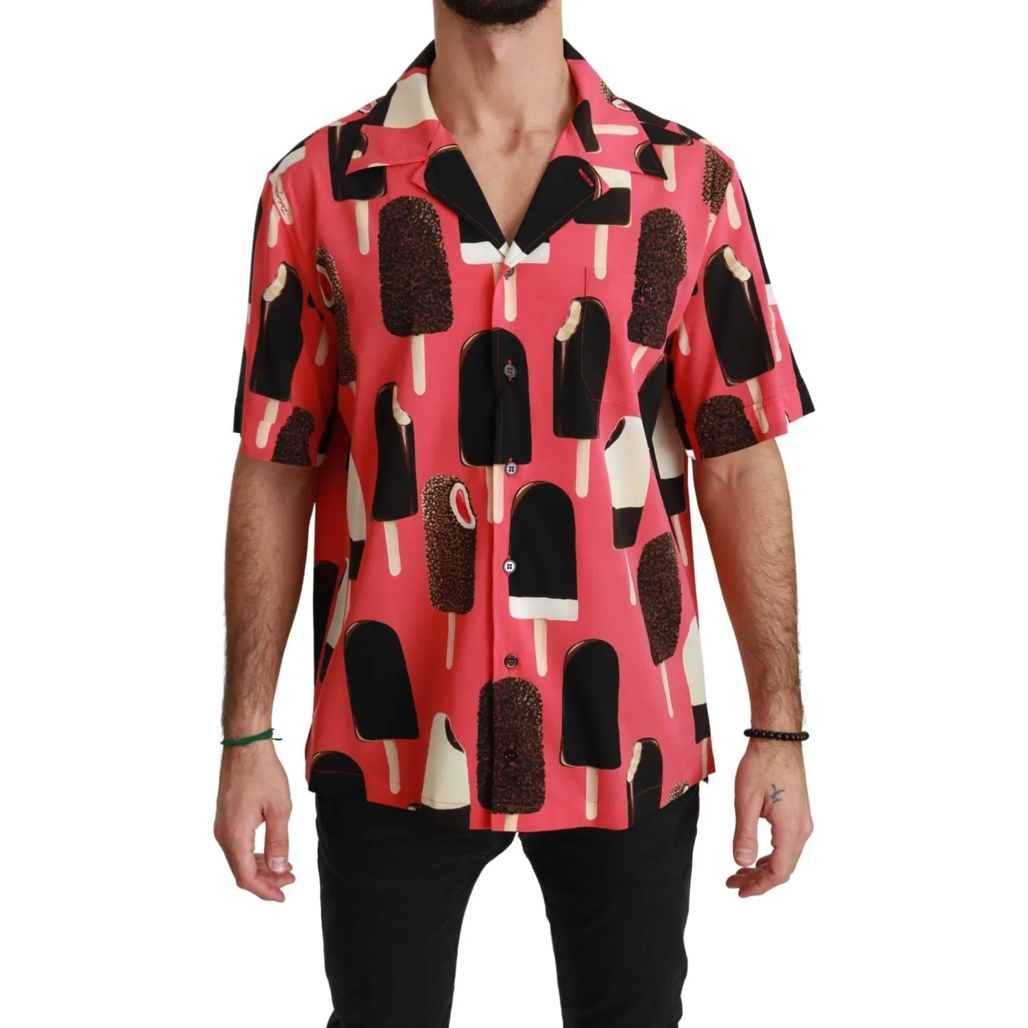 Dolce & Gabbana Elegant Silk Blend Ice-Cream Print Shirt