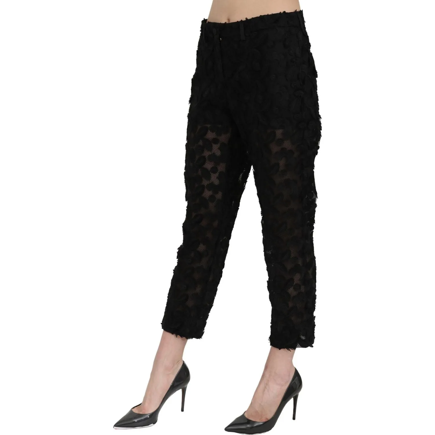 Dolce & Gabbana Elegant Straight Cropped Lace Trousers