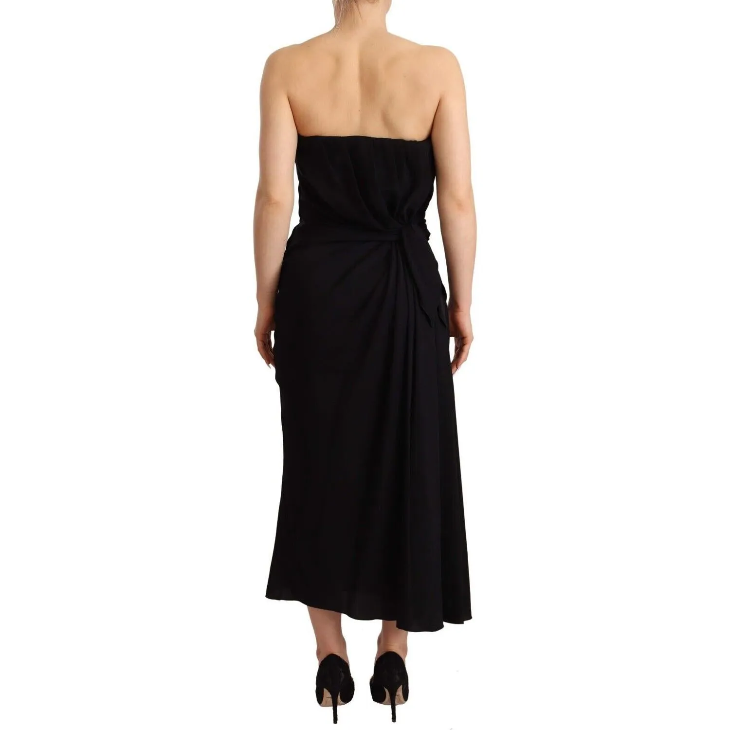 Dolce & Gabbana Elegant Strapless Silk Midi Dress