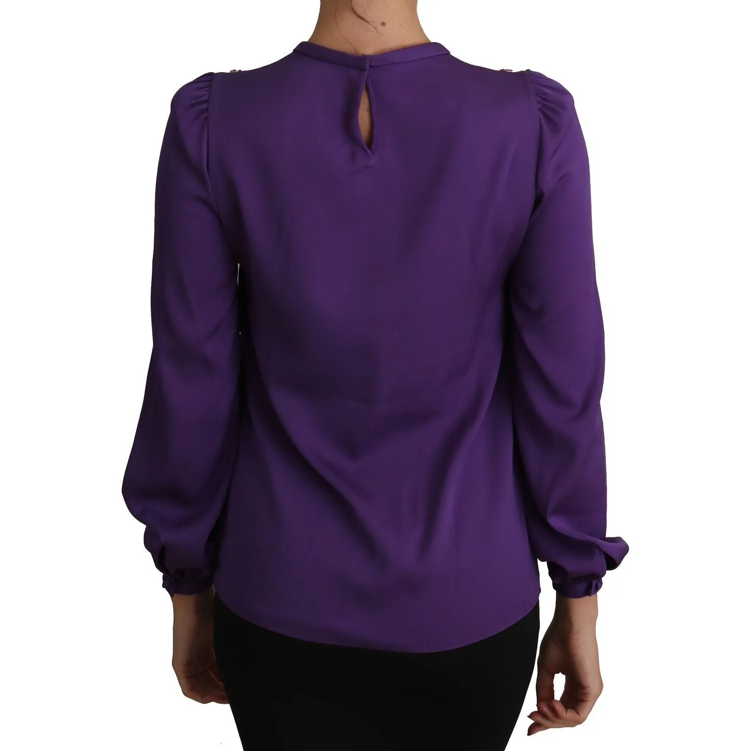 Dolce & Gabbana Enchanted Purple Silk Crystal Blouse