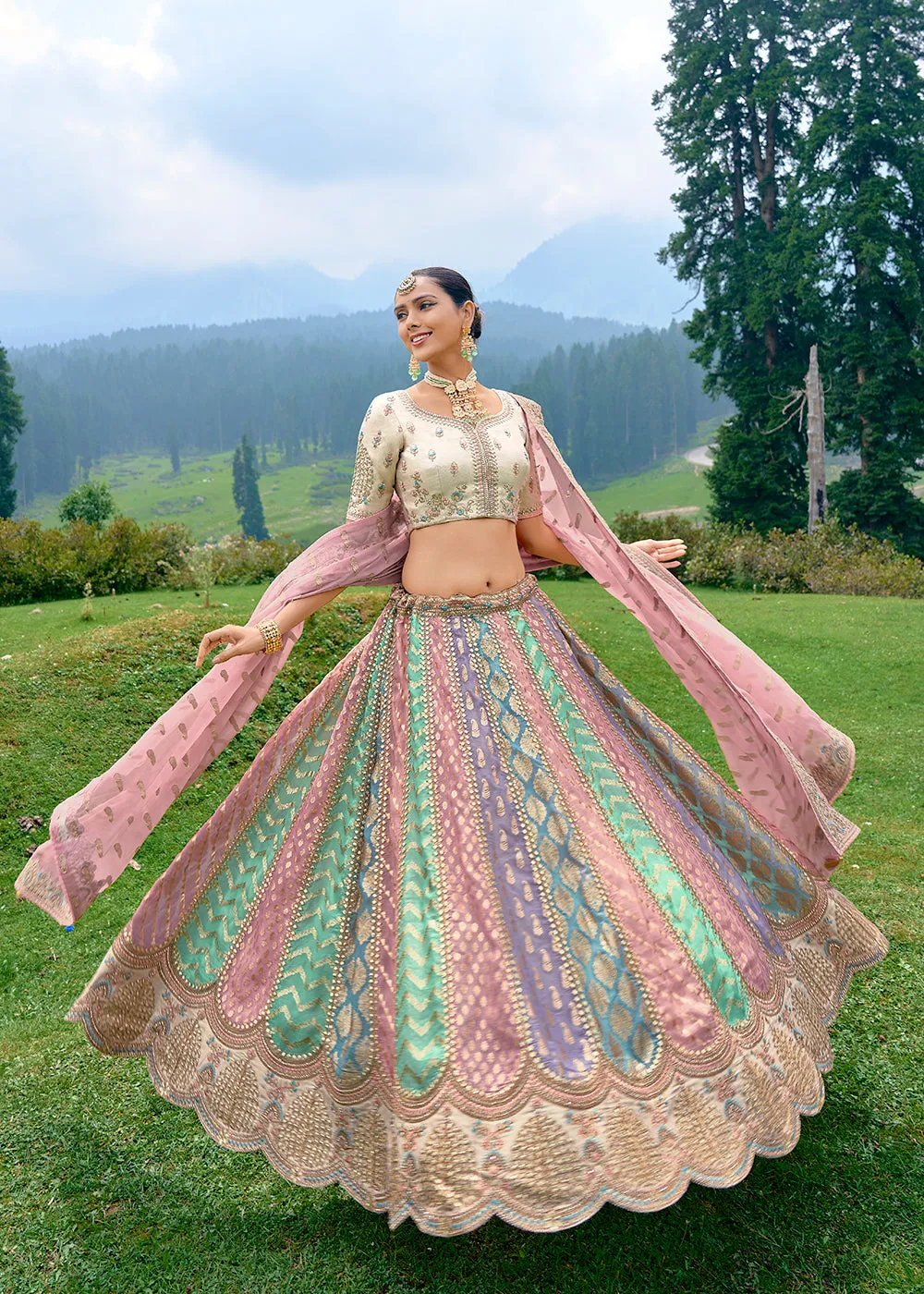 Fancy Silk Multicolor Heavy Embroidered Designer Lehenga Choli