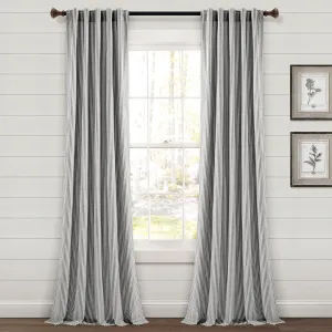 Farmhouse Vintage Stripe Recycled Cotton Blend Window Curtain Panel Set