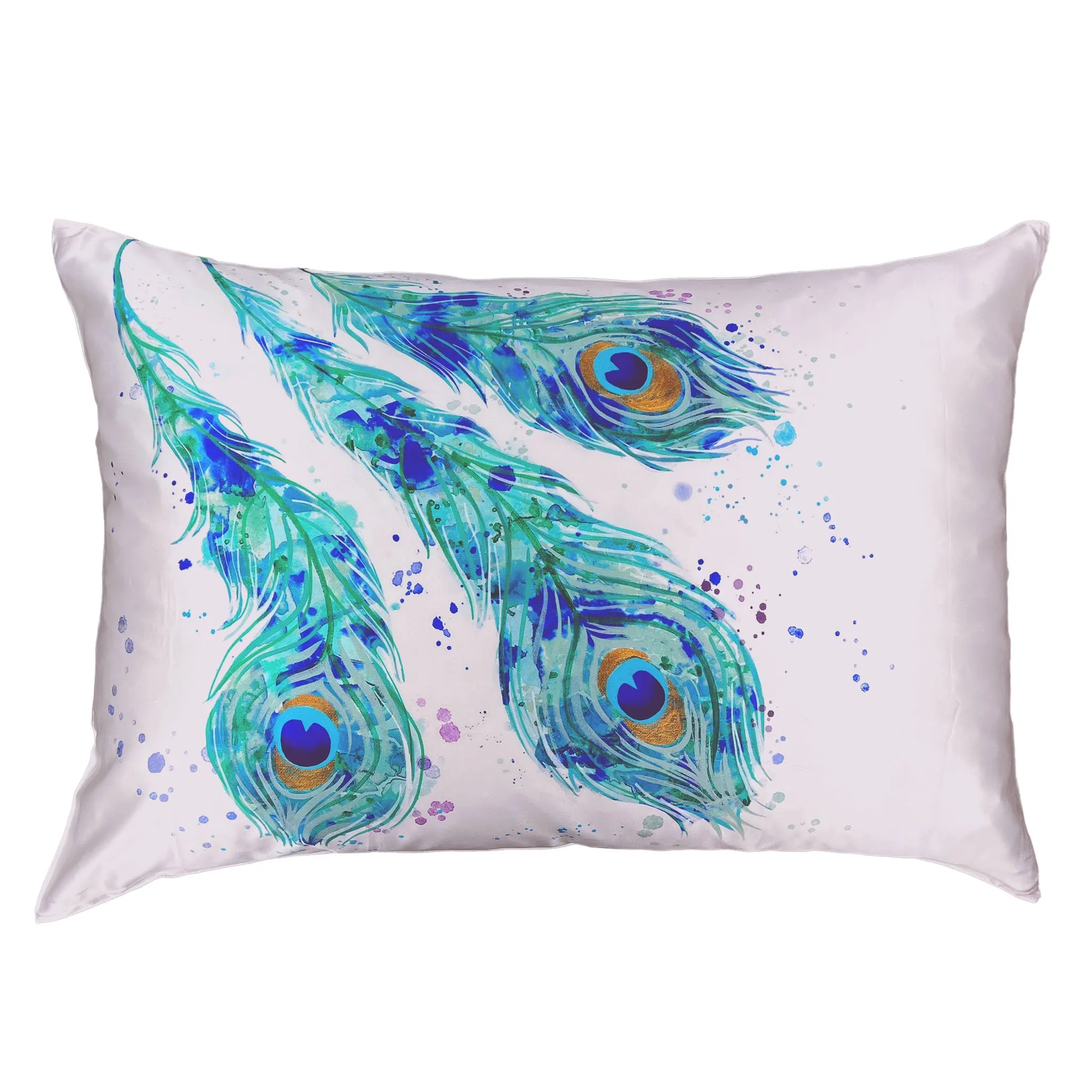 Gallery Collection Silk Pillowcase - Peacock Feathers