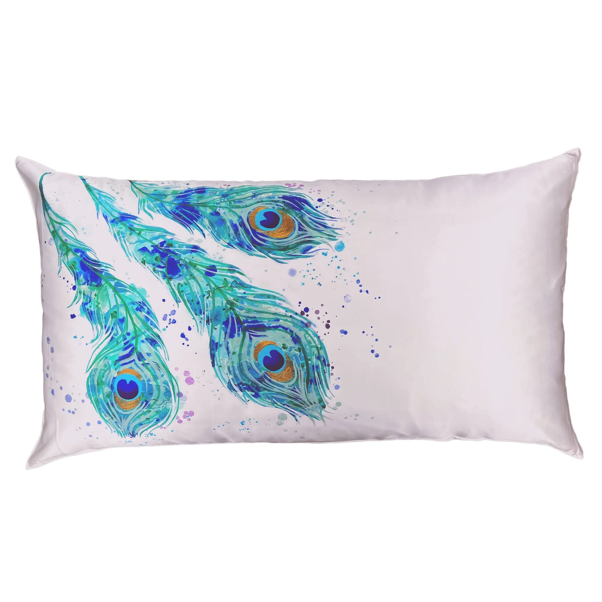 Gallery Collection Silk Pillowcase - Peacock Feathers