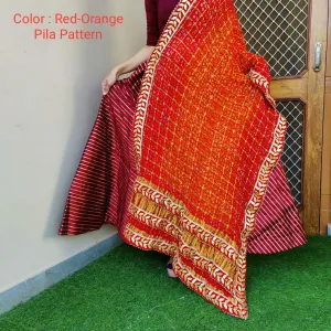 Ghatchola Art Silk Bandhej Gotapatti Dupatta,KCPC,OR Red Orange