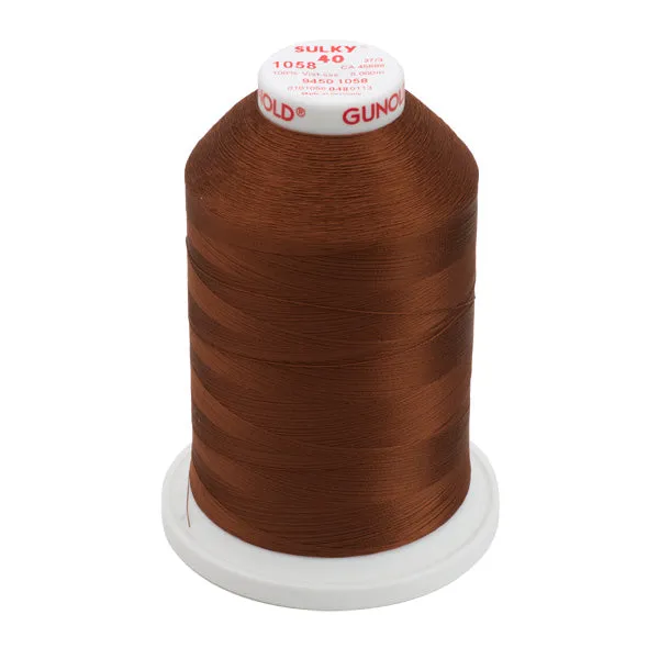 Gunold Rayon Embroidery Thread - Sulky 40 - 5000m - 1058 - Tawny Brown