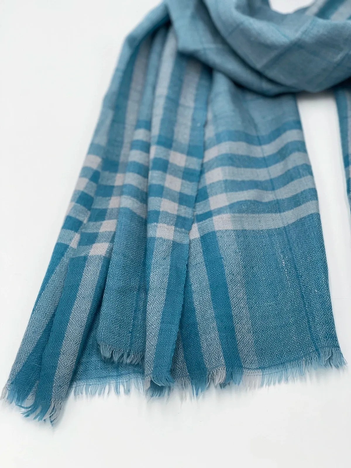 Handwoven 100% Pure Pashmina - BLUE STRIPES