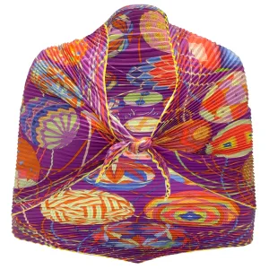 Hermes Purple Multi L'Art du Temari Printed Accordion Pleated Square Silk Scarf