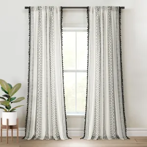 Hygge Boho Stripe Tassel Window Curtain Panel Set