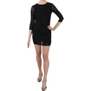 John Richmond Elegant Black Silk Mini Dress with Sequins