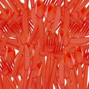 Kicko Red Premium Cutlery - 108 Pieces - Plasticware for Catering Events, Polka Dot