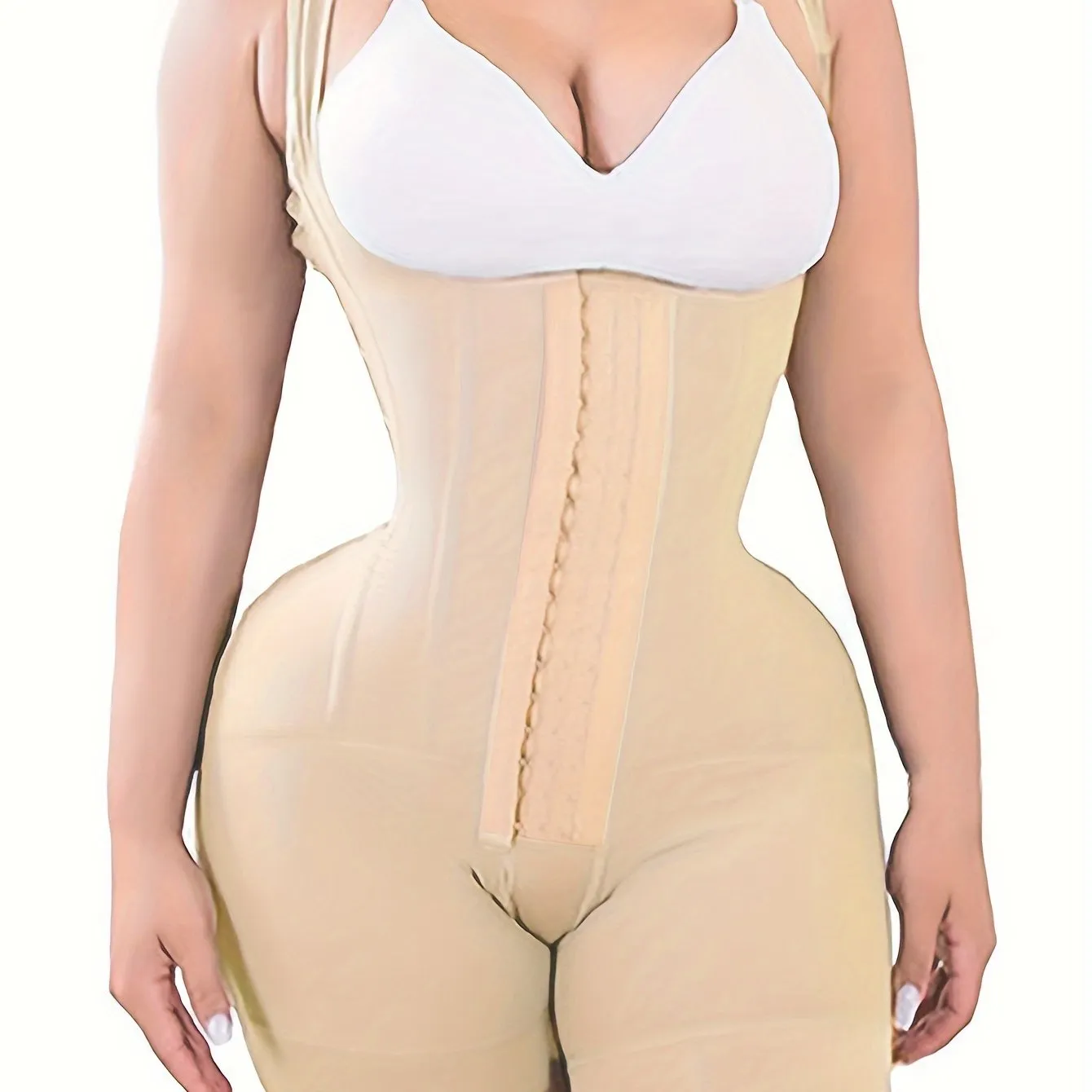 Lace Trim Boned Shapewear Bodysuit – Tummy Control Full Body Shaper