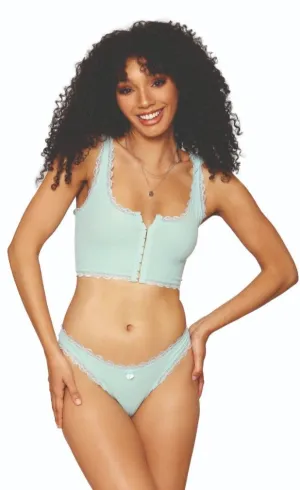 Mint Sleepwear Bralette and Thong Set