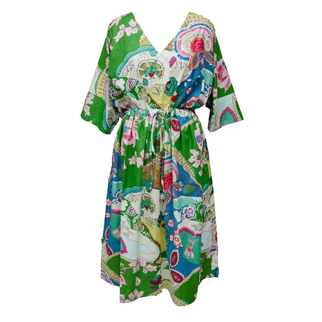 Multicolored Patchwork Cotton Maxi Dress UK Size 18-32 M166