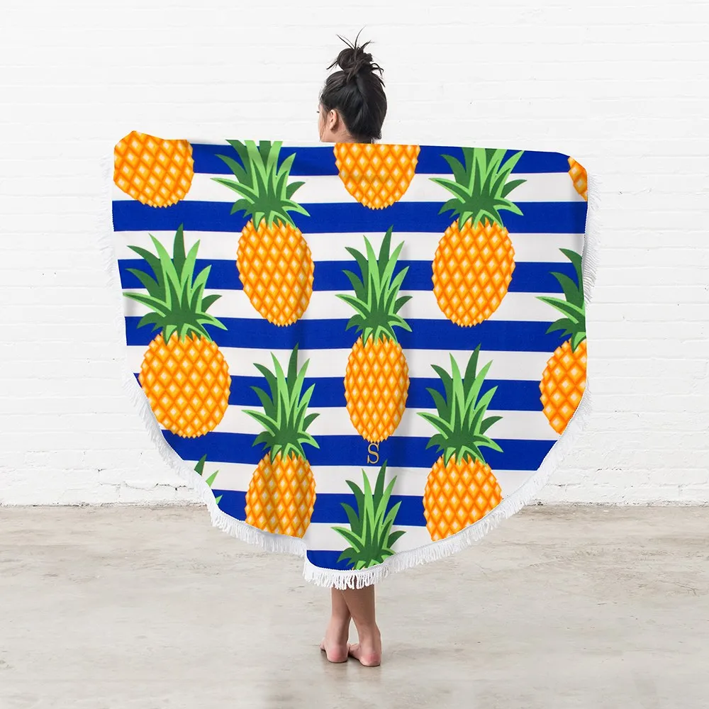 PINEAPPLE & STRIPES ROUND BEACH TOWEL