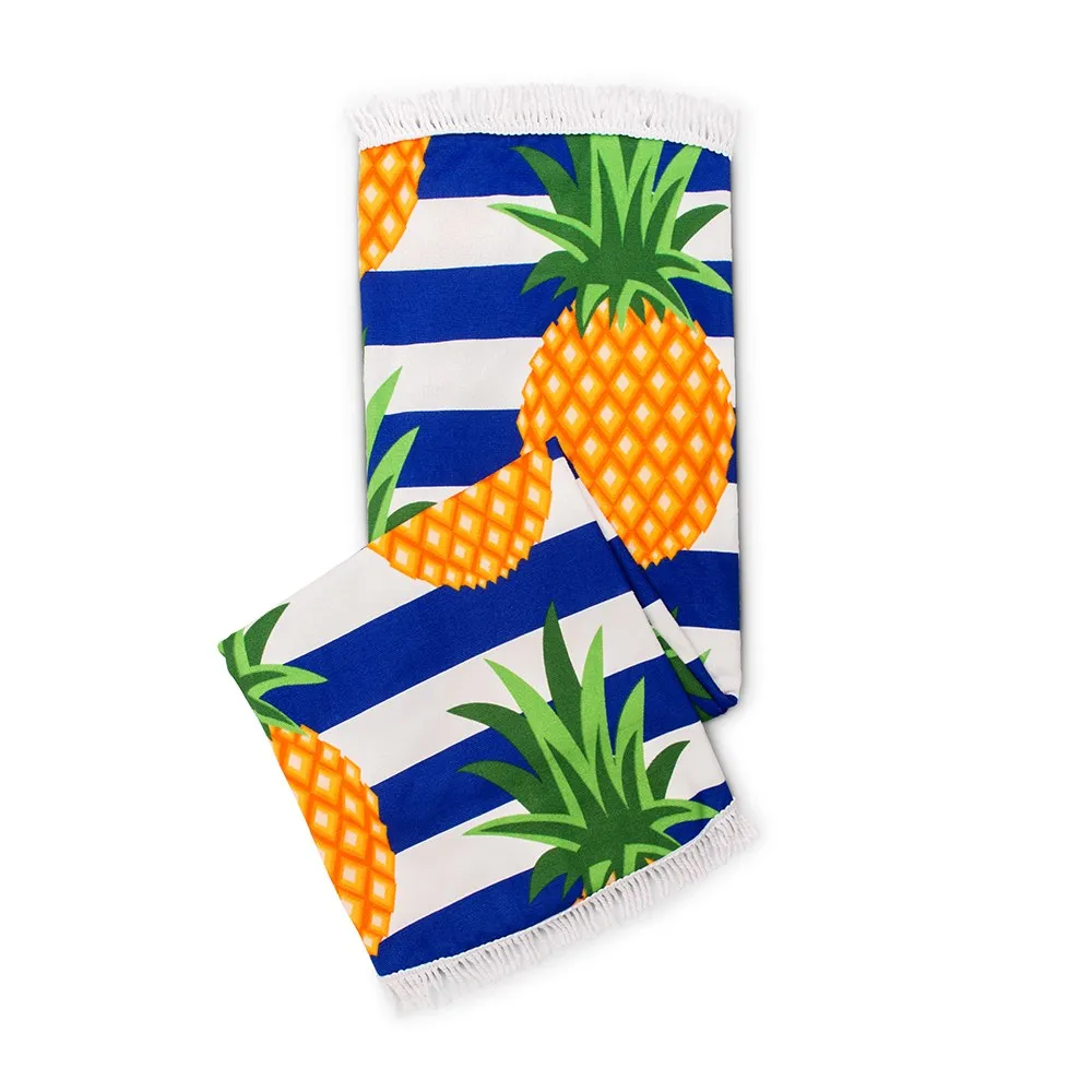 PINEAPPLE & STRIPES ROUND BEACH TOWEL