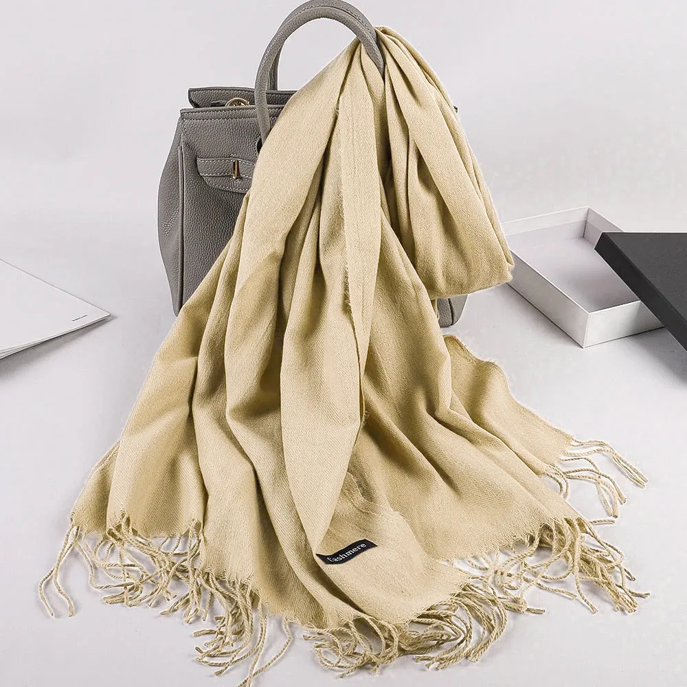 Plain Cashmere Hijabs  - Beige