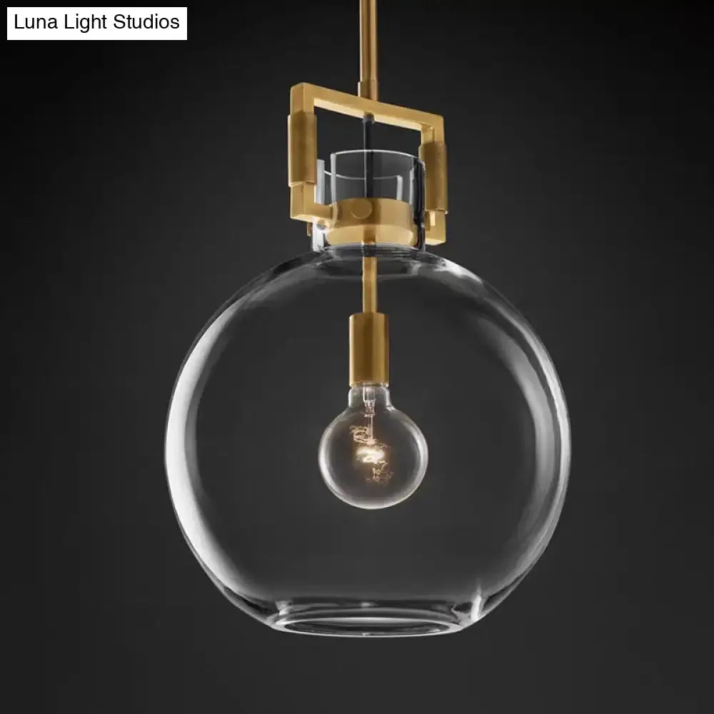 Postmodern 1 Head Pendant Light Brass Hanging Lamp Dome/Globe/Cone with Clear Glass Shade, 12"/12.5"/14" Wide