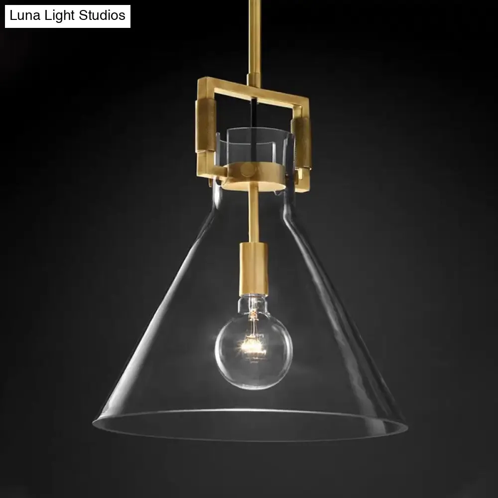 Postmodern 1 Head Pendant Light Brass Hanging Lamp Dome/Globe/Cone with Clear Glass Shade, 12"/12.5"/14" Wide