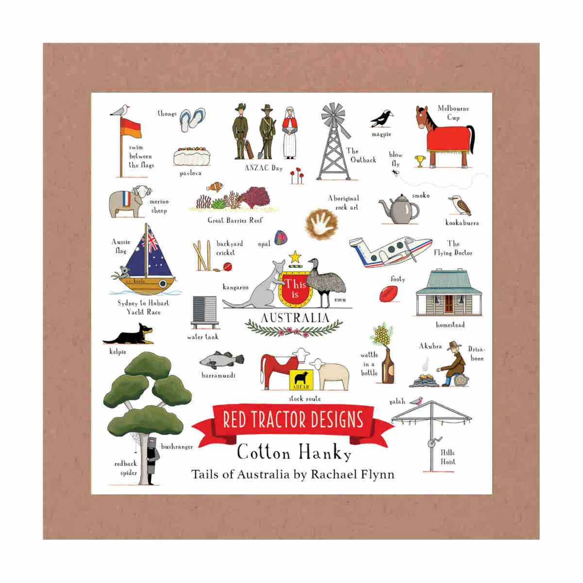 Red Tractor Designs 'This is Australia' Cotton Hanky Boxed 35cm