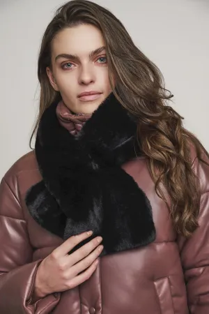 Rino & Pelle Stip Faux Fur Loop Scarf in Black