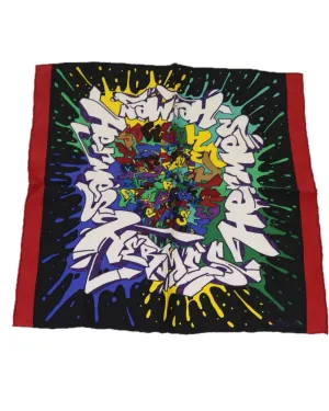 Silk Graffiti Print Scarf