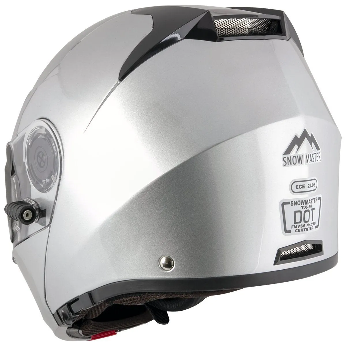 Snow Master TX50 Ultra Light Weight Modular Silver Dual Use Sport Snowmobile and street Motorcycle Full Face Helmet for Men & Women - DOT Approved for Bike Scooter ATV UTV Chopper Skateboard