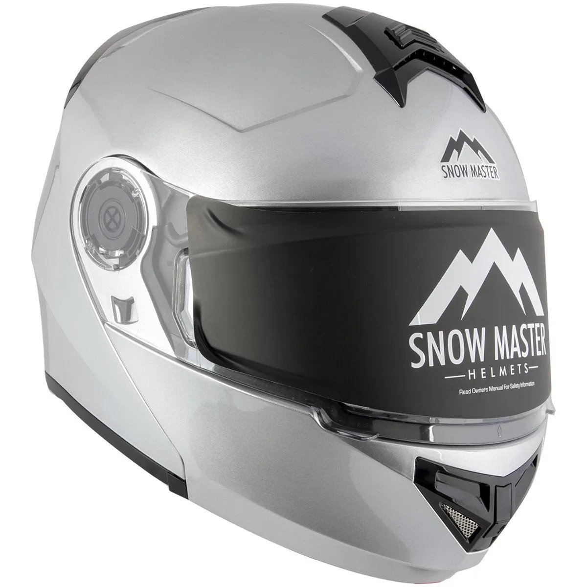 Snow Master TX50 Ultra Light Weight Modular Silver Dual Use Sport Snowmobile and street Motorcycle Full Face Helmet for Men & Women - DOT Approved for Bike Scooter ATV UTV Chopper Skateboard