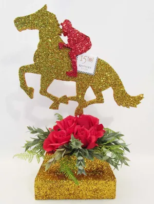 Styrofoam Horse & Jockey on 2 tier centerpiece