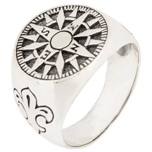 TreasureBay Highly Polished 925 Sterling Silver Compass Ring for Men