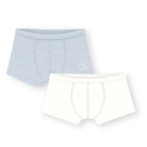 White Blue 2 Pack Striped Solid Boxers